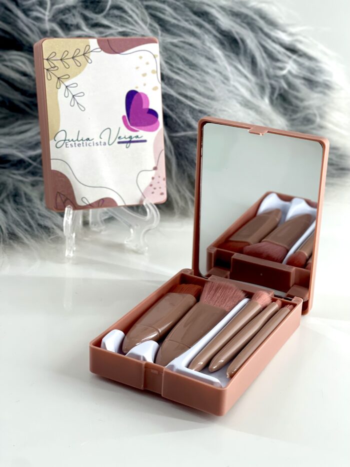 Estojo de Pincel Portátil com espelho